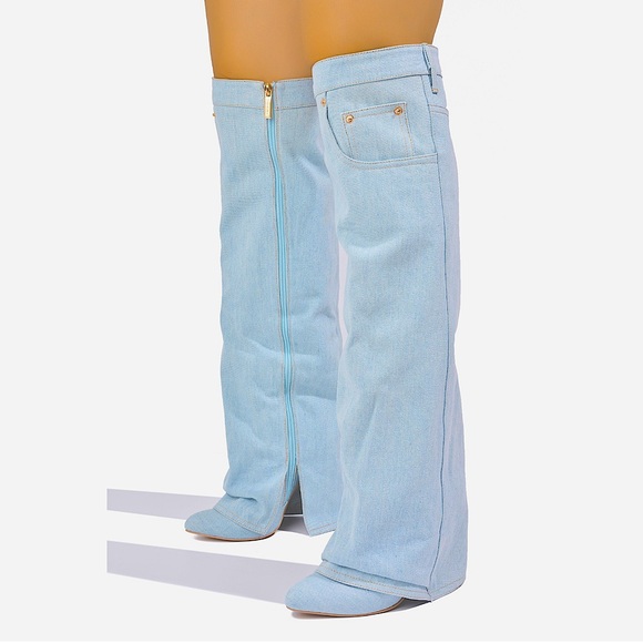 Falkon Denim Wedge Boots - Picture 5 of 6